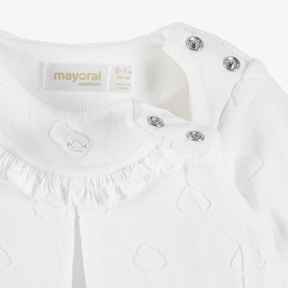 Mayoral Newborn-Girls Ivory Velour Cloud Babygrow | Childrensalon