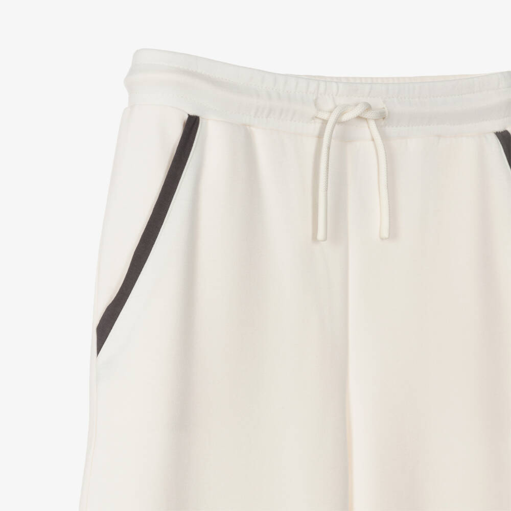 Mayoral-Girls Ivory Wide-Leg Joggers with Contrast Pocket Trim | Childrensalon