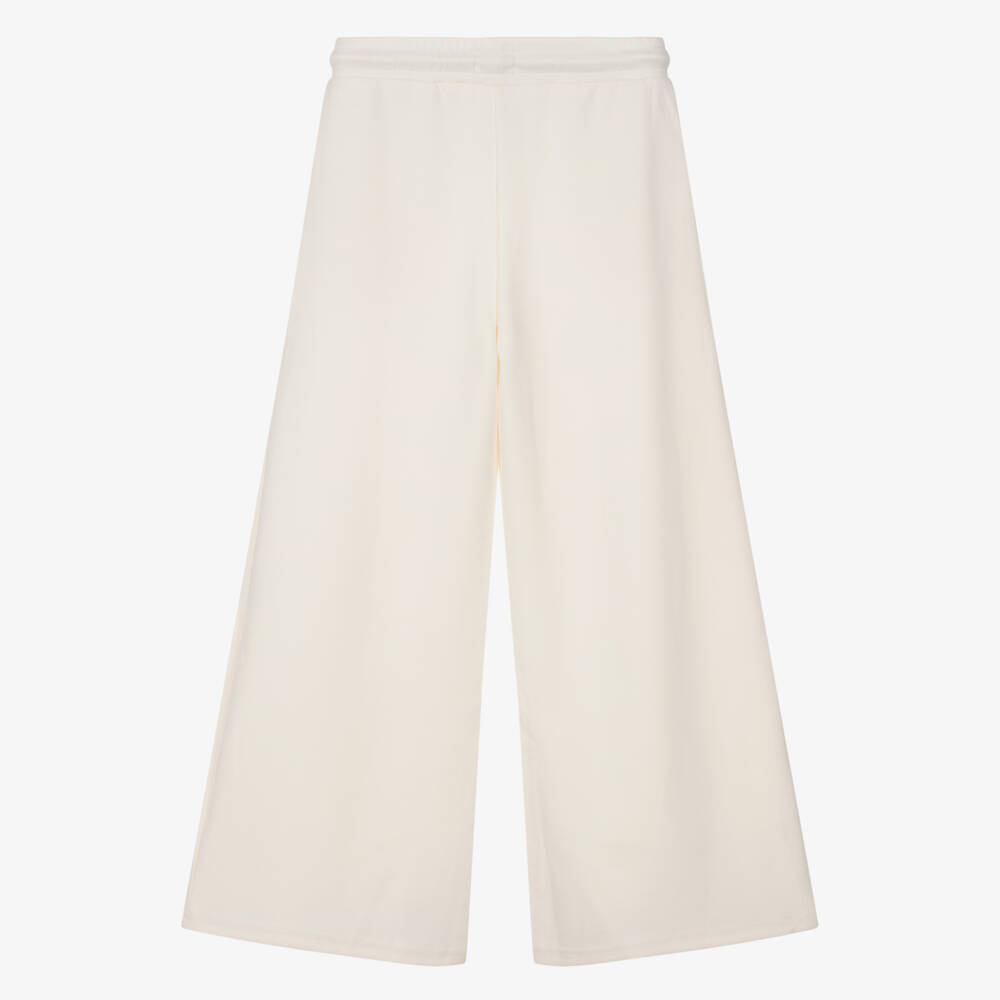 Mayoral-Girls Ivory Wide-Leg Joggers with Contrast Pocket Trim | Childrensalon