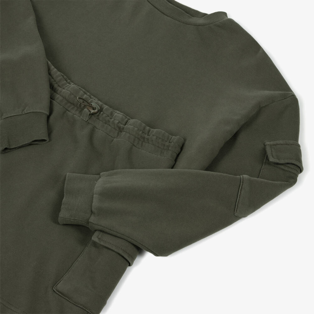 Mayoral-Girls Khaki Green Cotton Jersey Cargo Skirt Set | Childrensalon