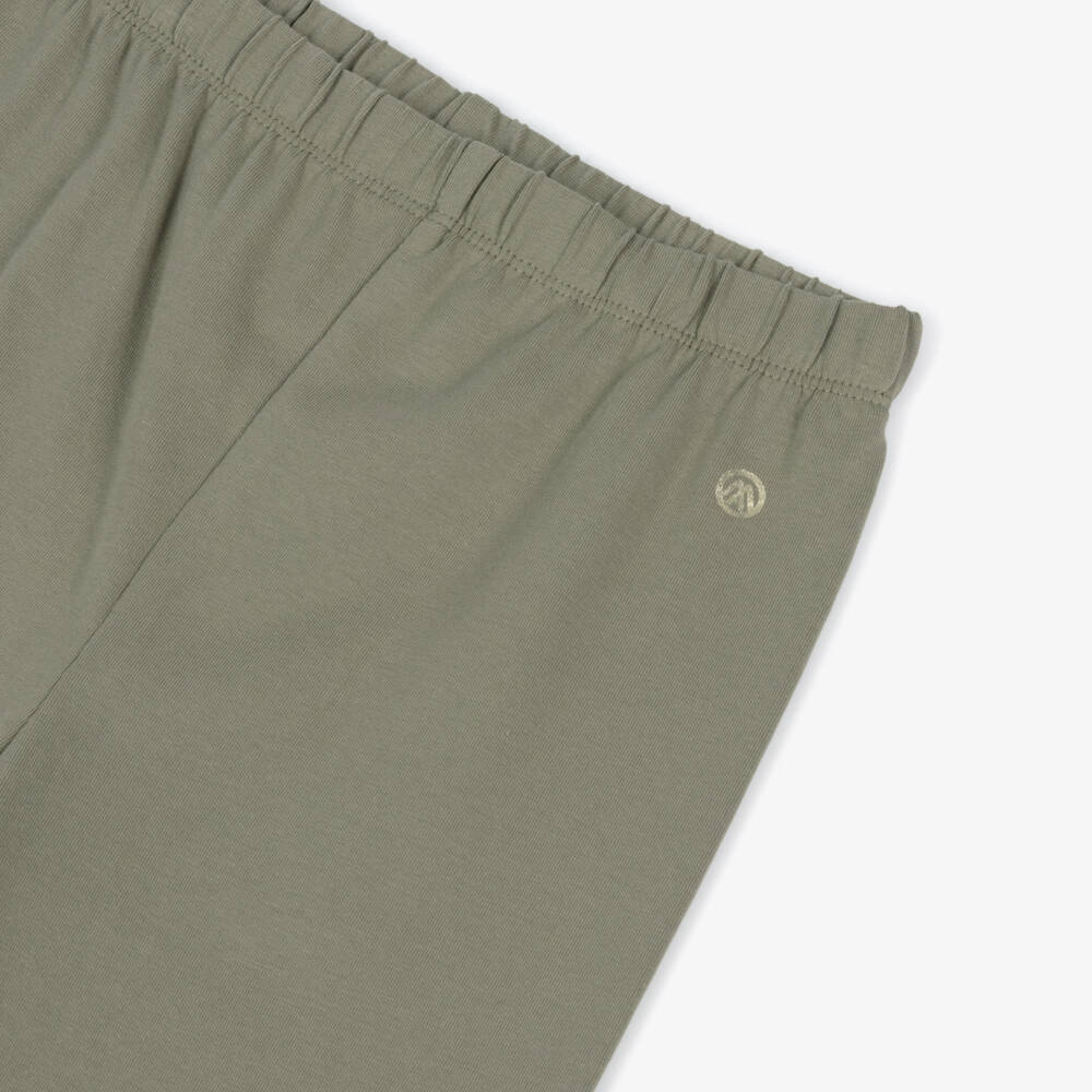 Mayoral-Girls Khaki Green Cotton Leggings | Childrensalon