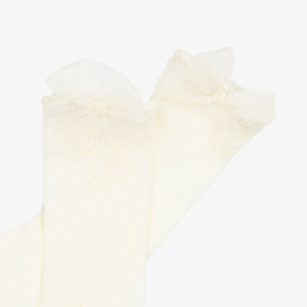 Mayoral-Girls Knitted Ivory Cotton Socks | Childrensalon
