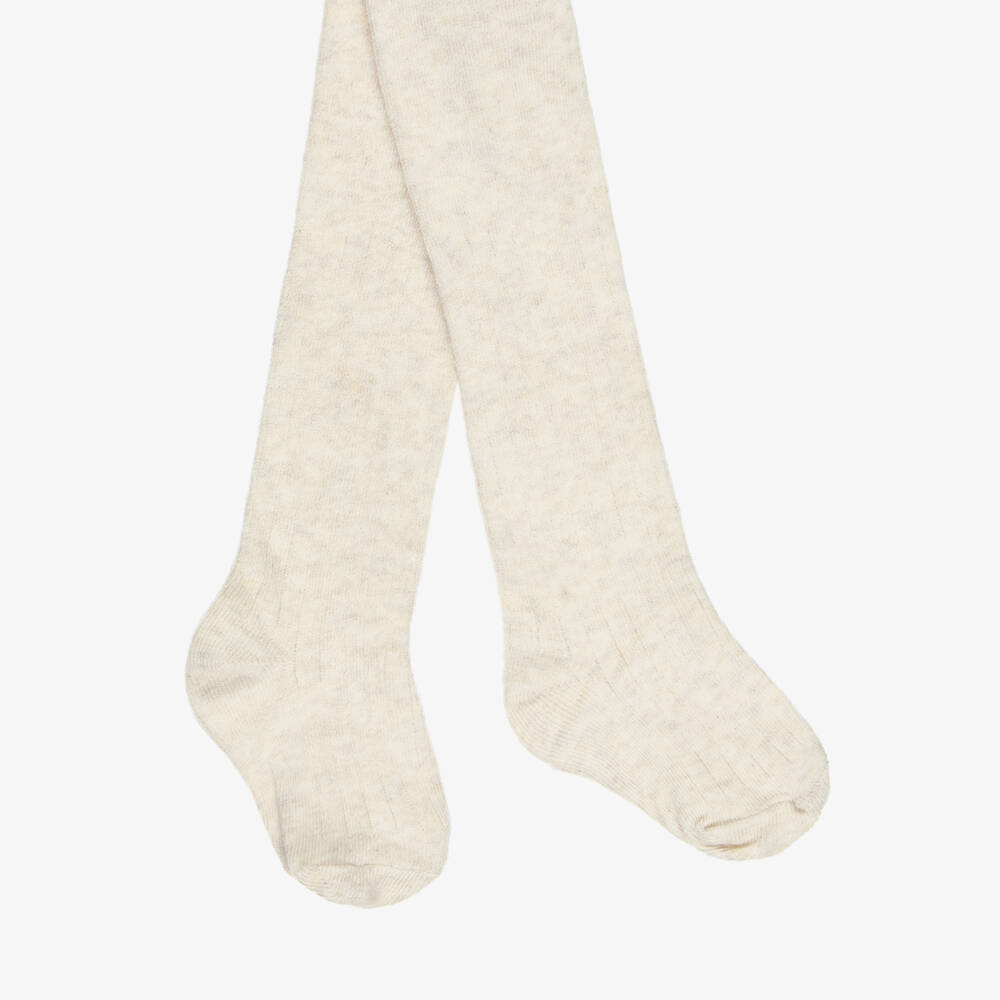 Mayoral-Girls Knitted Tights in Ivory | Childrensalon