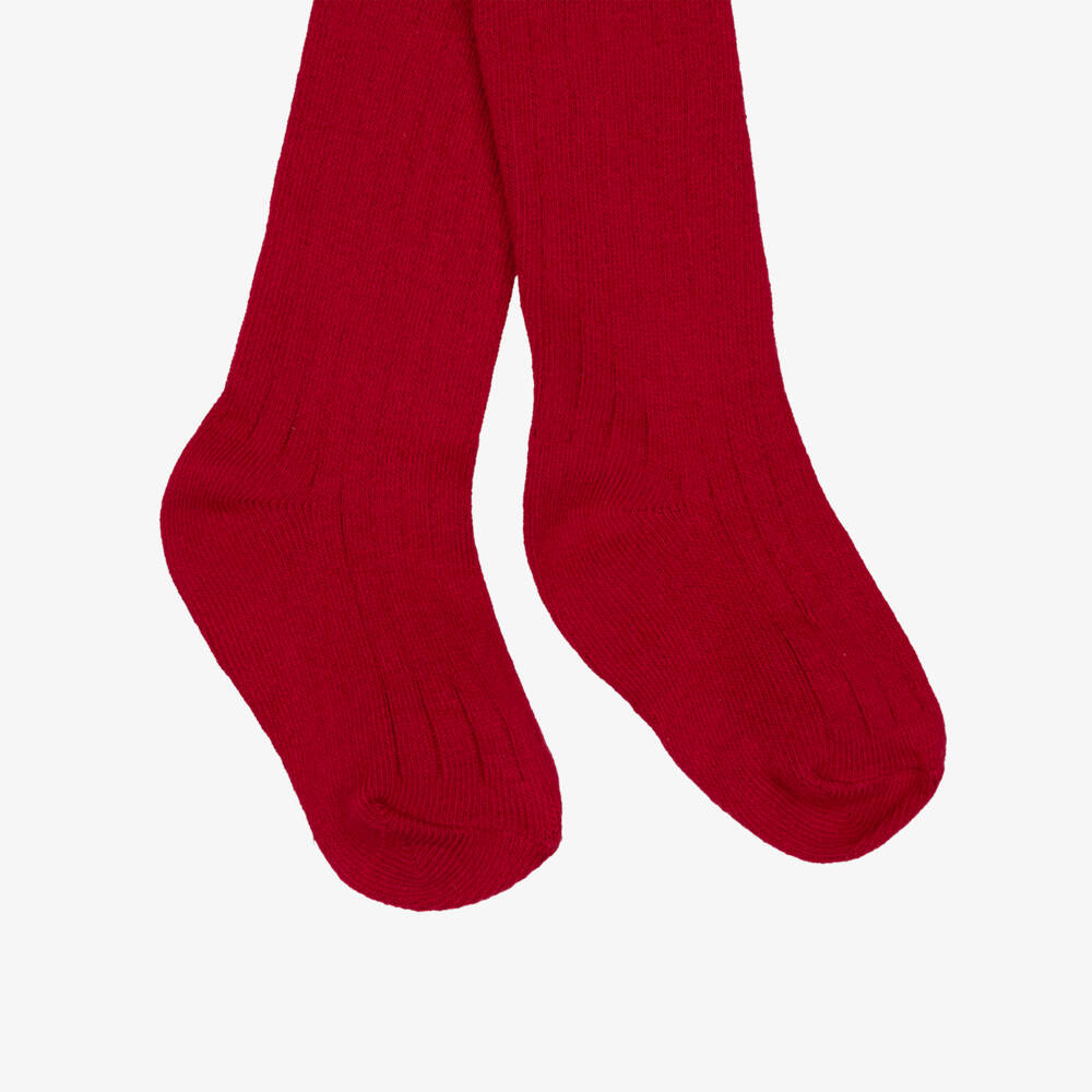 Mayoral-Girls Knitted Tights in Red | Childrensalon