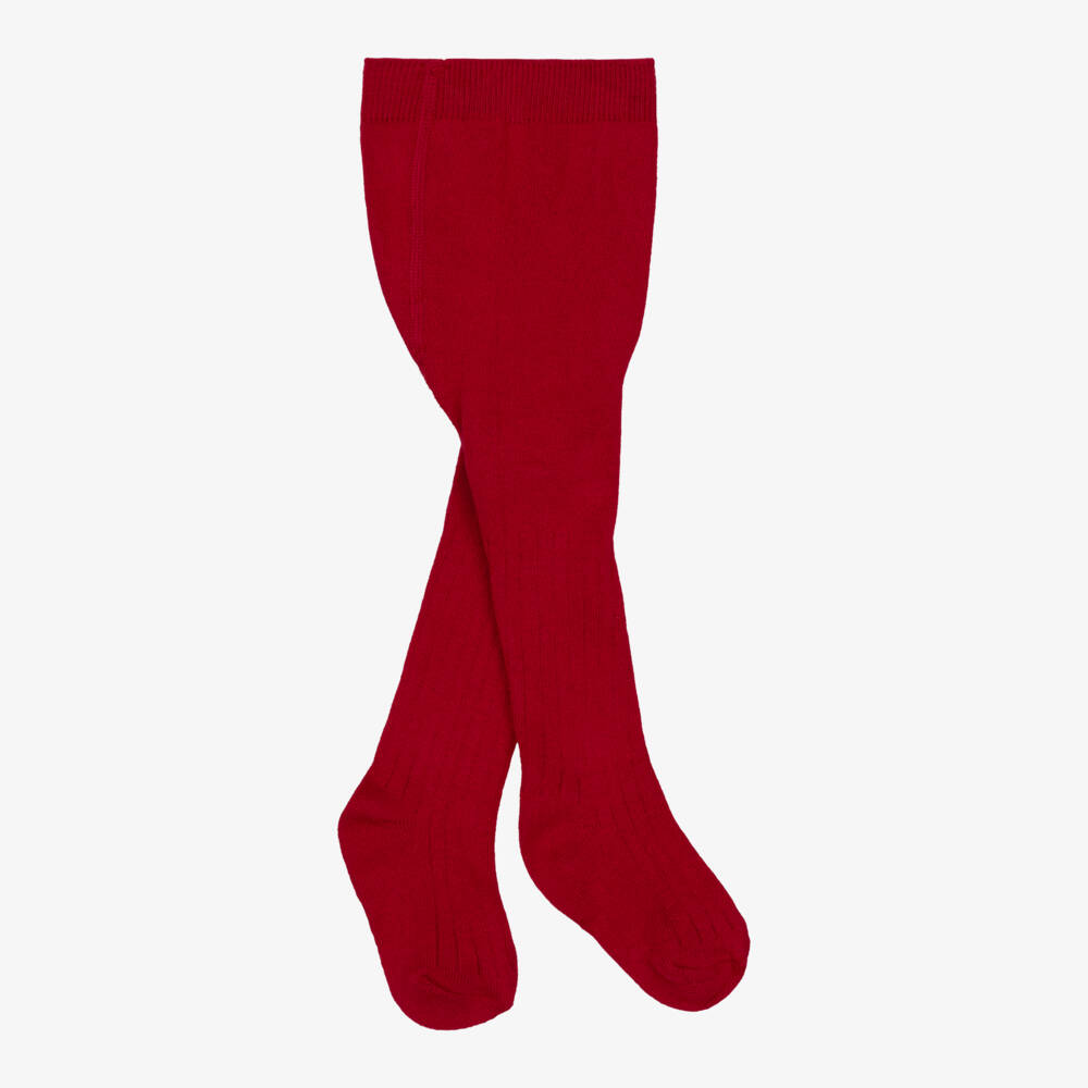 Mayoral-Girls Knitted Tights in Red | Childrensalon