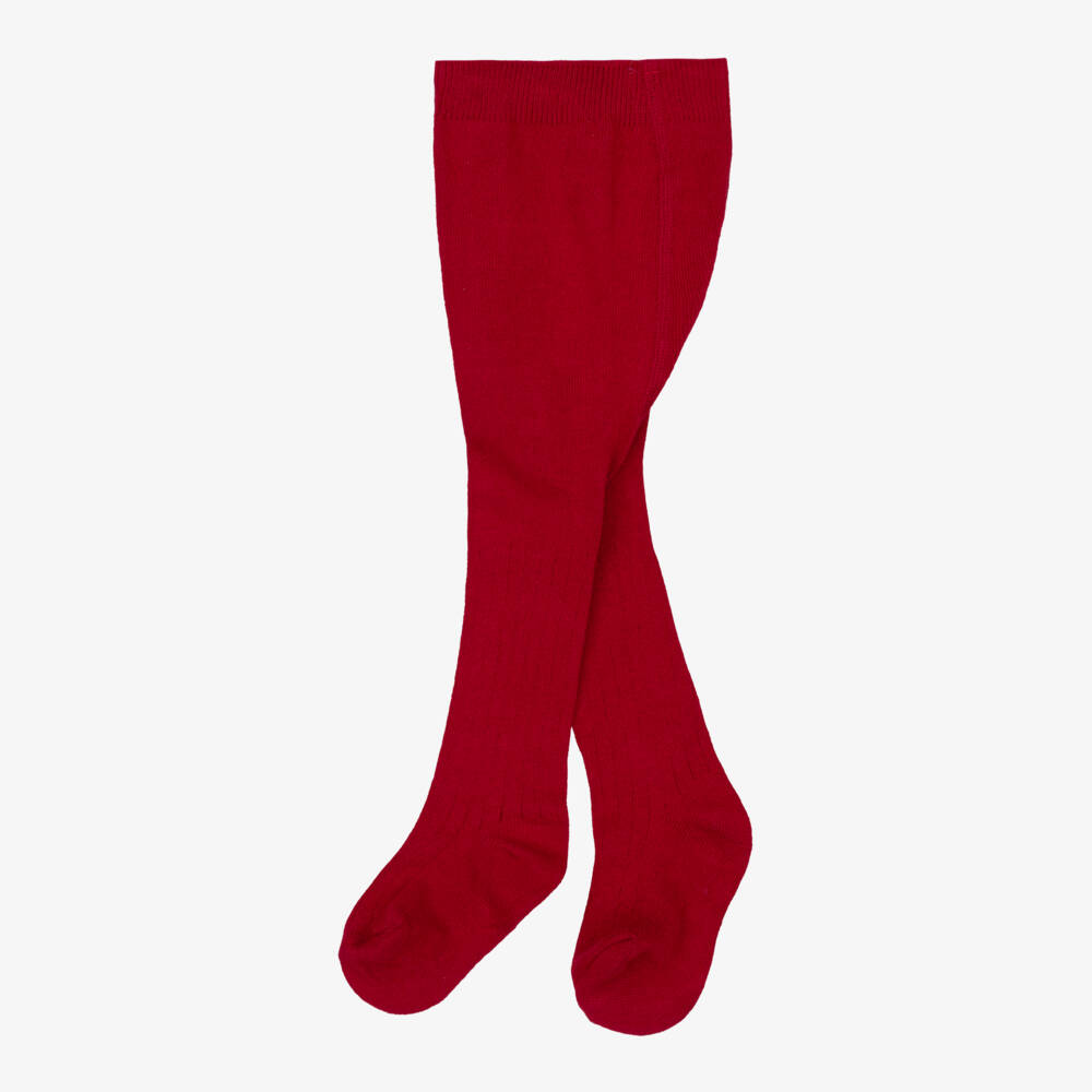 Mayoral-Girls Knitted Tights in Red | Childrensalon