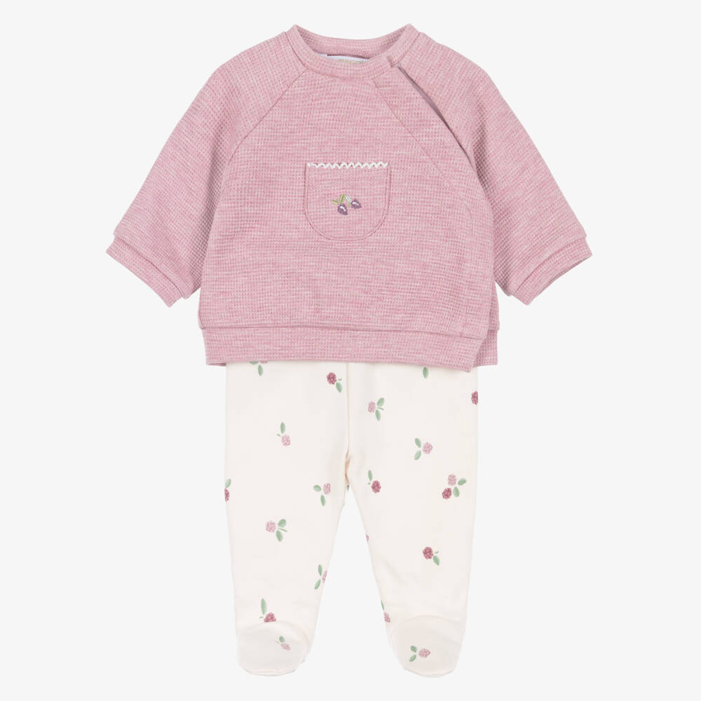 Mayoral Newborn-Girls Lavender & Ivory Cotton 2-Piece Babygrow | Childrensalon