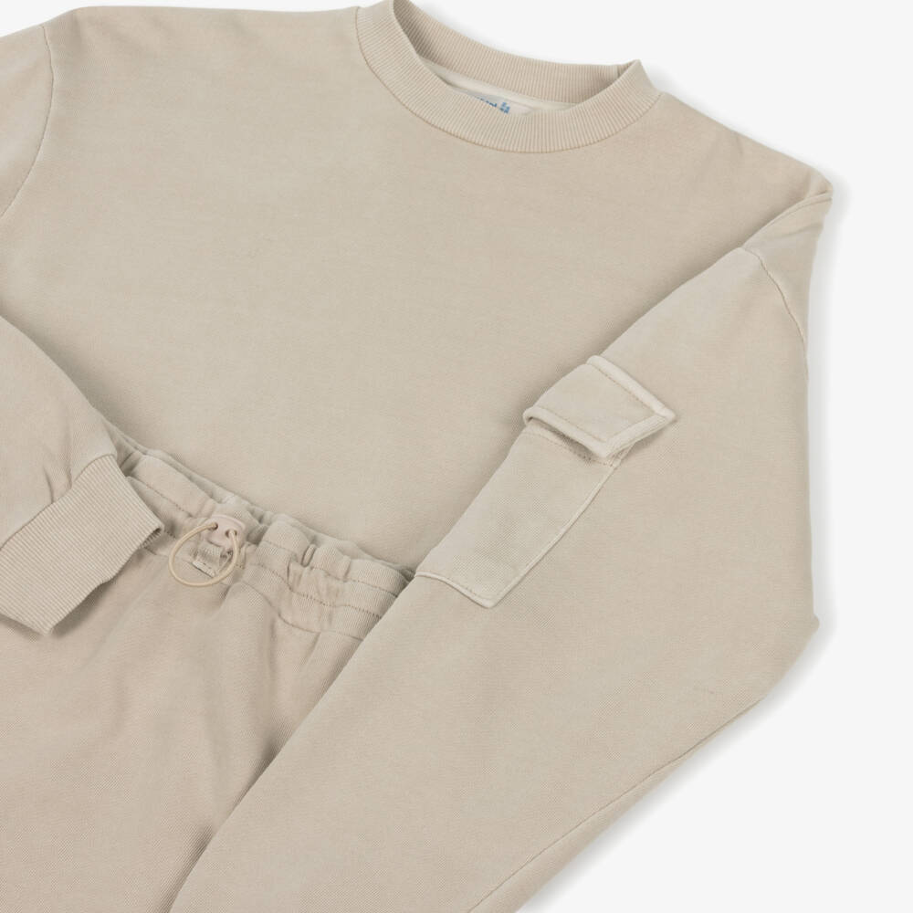 Mayoral-Girls Light Beige Cotton Jersey Cargo Skirt Set | Childrensalon