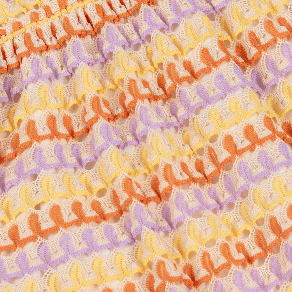 Mayoral-Girls Multicolour with Purple Crochet Knit Dress | Childrensalon