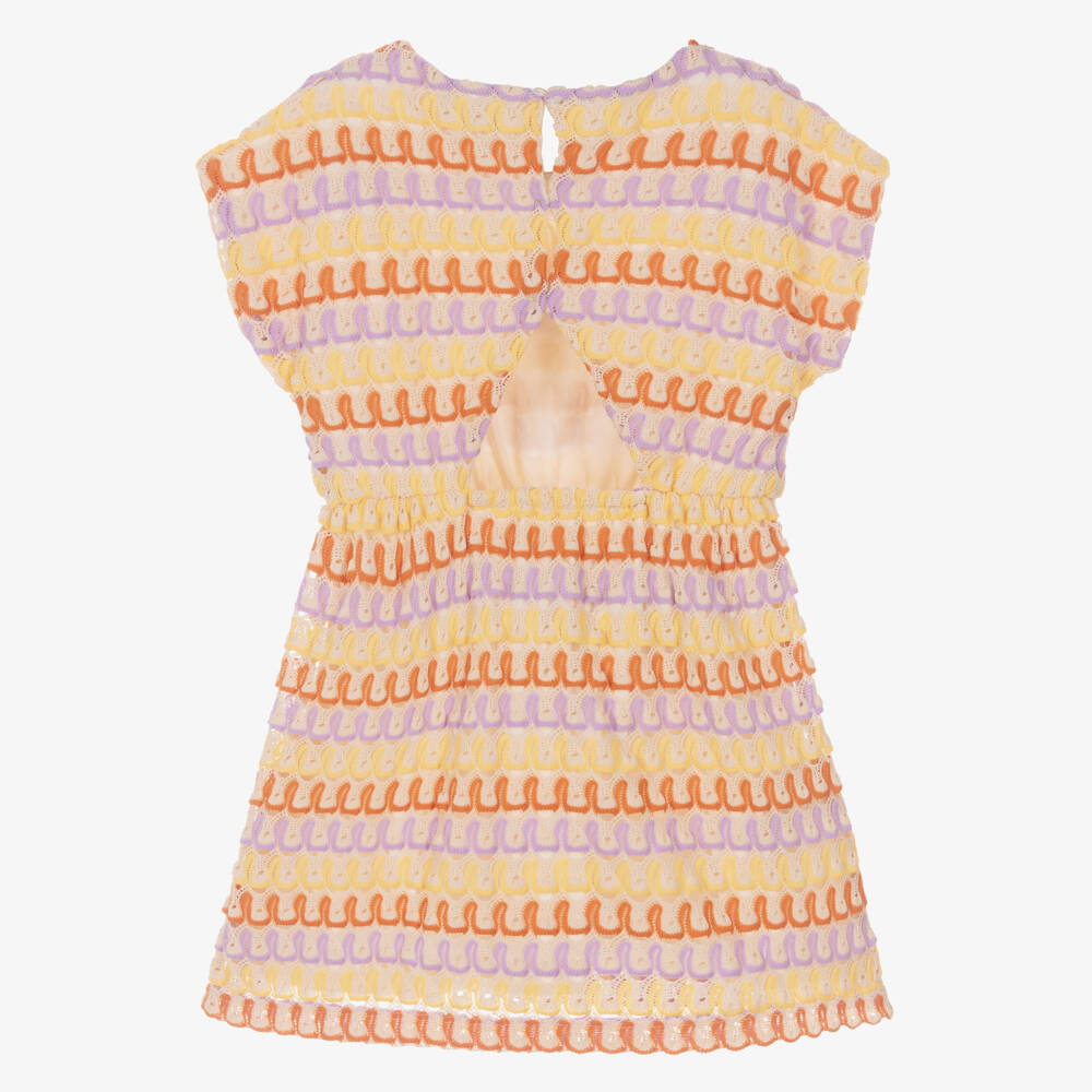Mayoral-Girls Multicolour with Purple Crochet Knit Dress | Childrensalon