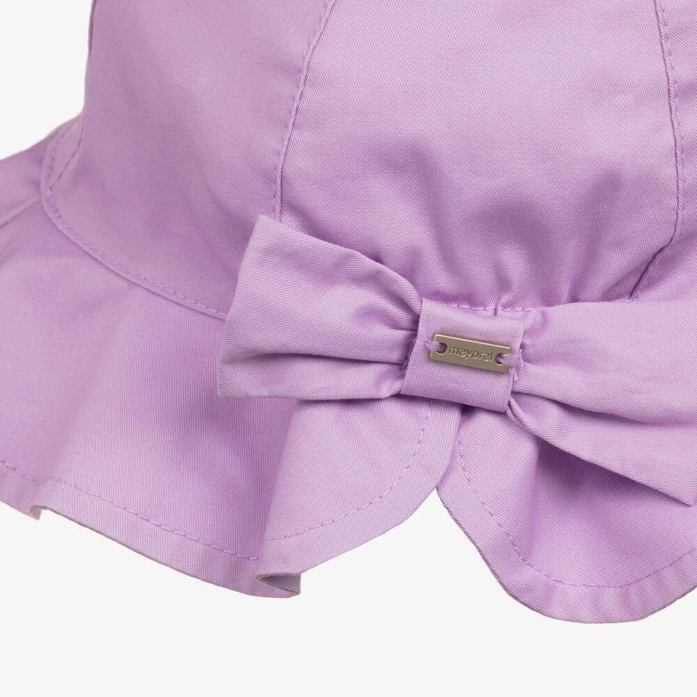 Mayoral-Girls Lilac Purple Cotton Sun Hat with Bow | Childrensalon