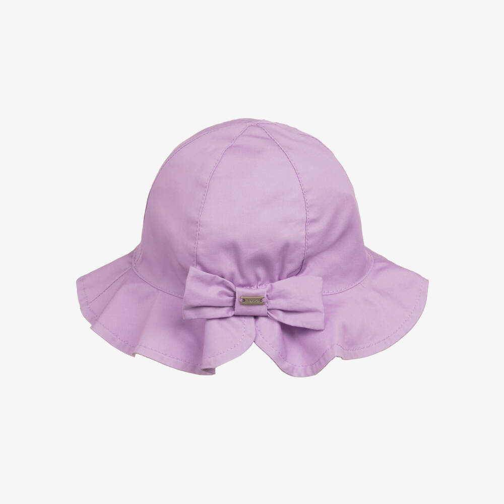 Mayoral-Girls Lilac Purple Cotton Sun Hat with Bow | Childrensalon