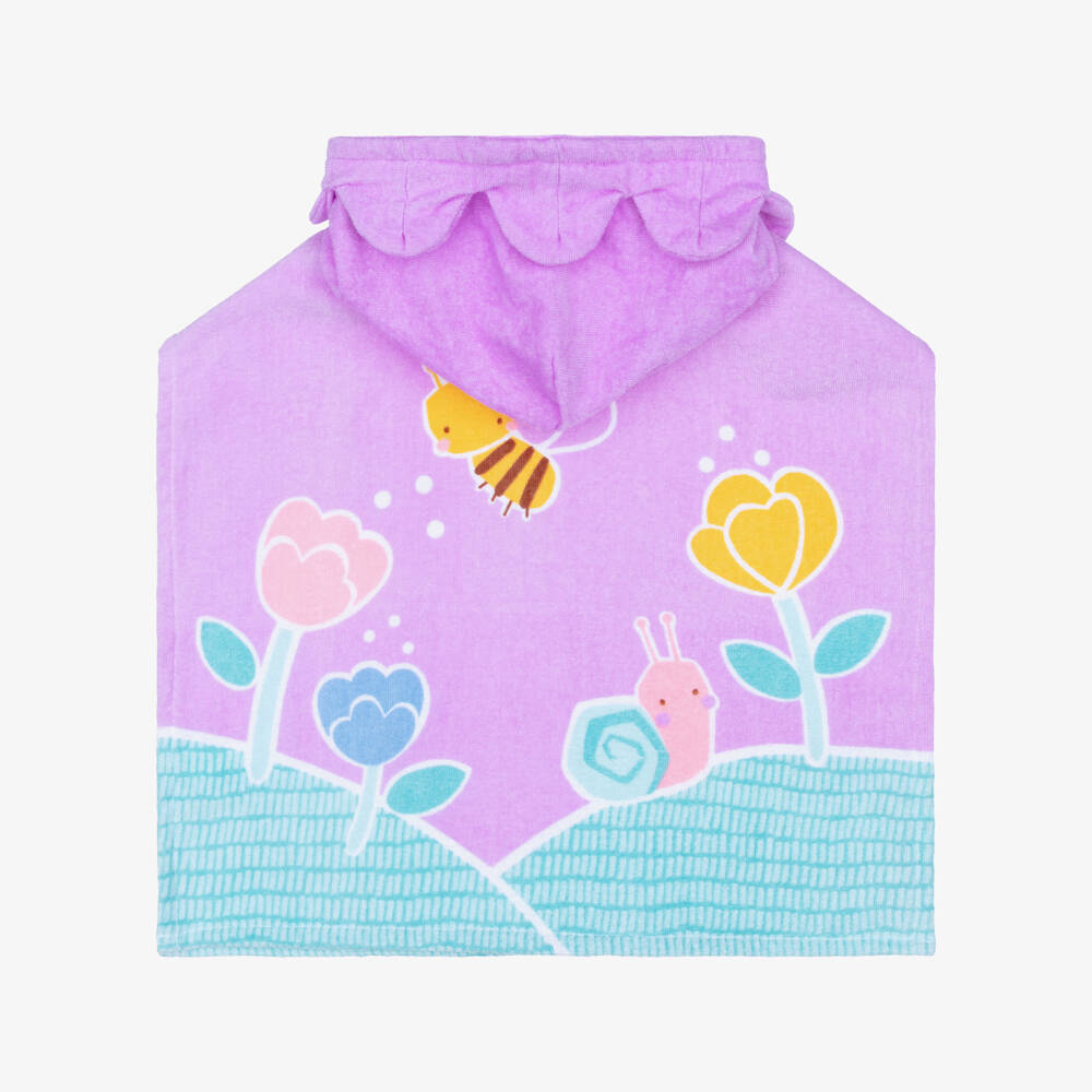 Mayoral-Girls Lilac Purple Flowers & Bees Poncho Towel | Childrensalon