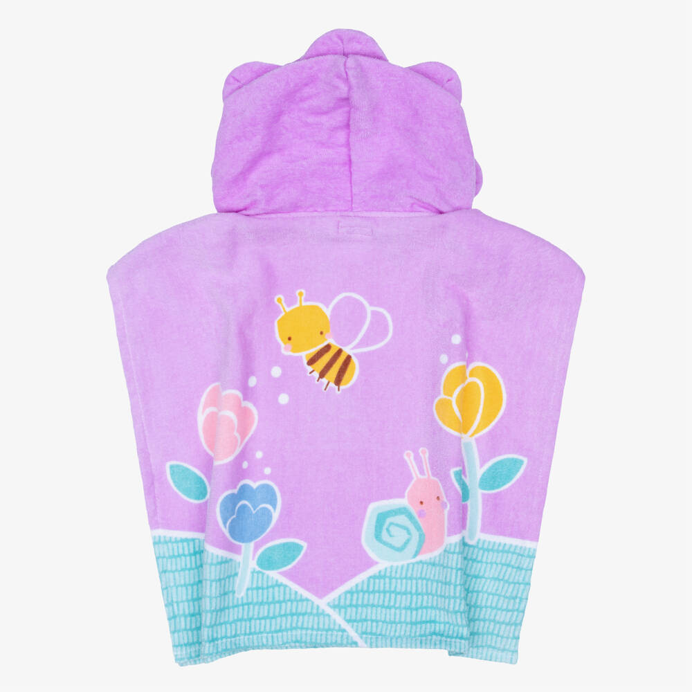 Mayoral-Girls Lilac Purple Flowers & Bees Poncho Towel | Childrensalon