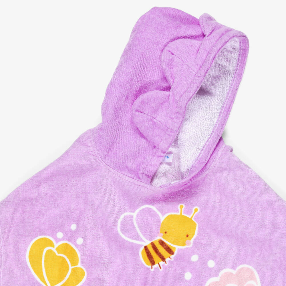 Mayoral-Girls Lilac Purple Flowers & Bees Poncho Towel | Childrensalon