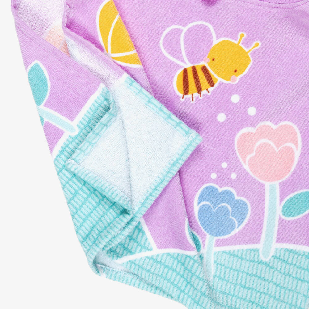 Mayoral-Girls Lilac Purple Flowers & Bees Poncho Towel | Childrensalon