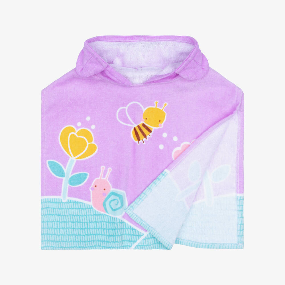 Mayoral-Girls Lilac Purple Flowers & Bees Poncho Towel | Childrensalon