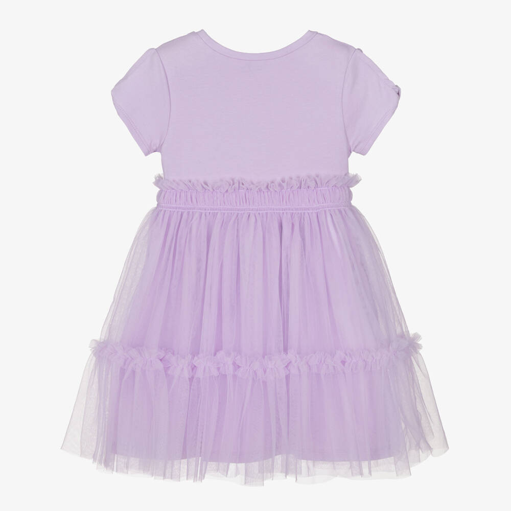 Mayoral-Girls Lilac Purple Tulle & Jersey Dress with Tiered Skirt | Childrensalon
