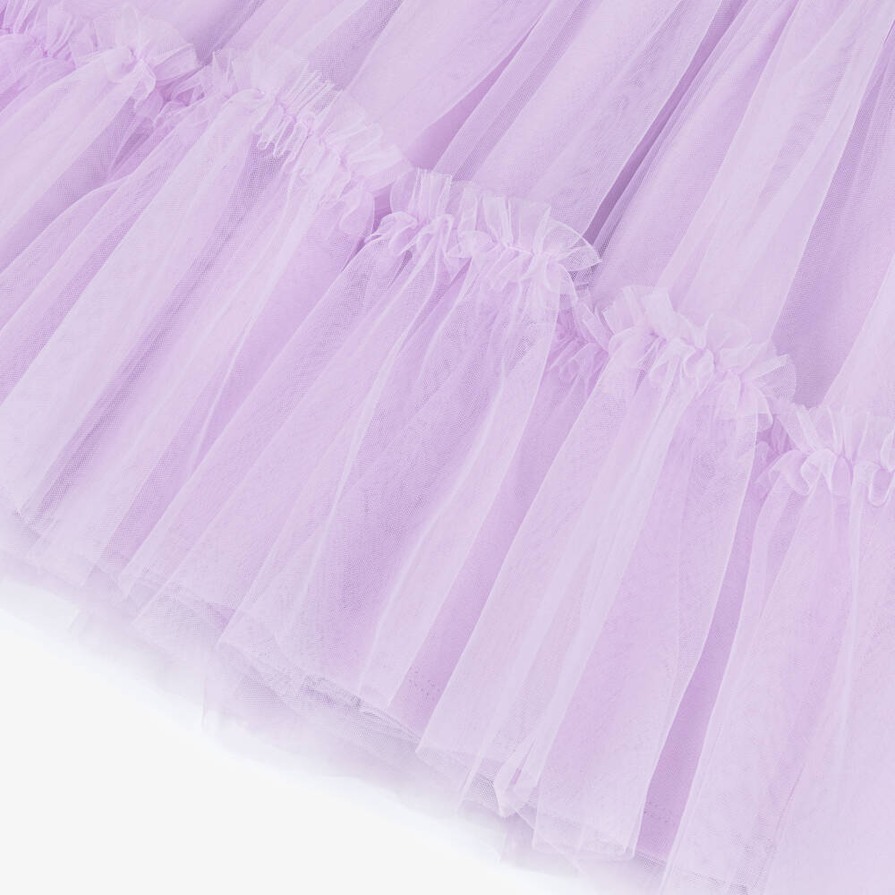 Mayoral-Girls Lilac Purple Tulle & Jersey Dress with Tiered Skirt | Childrensalon