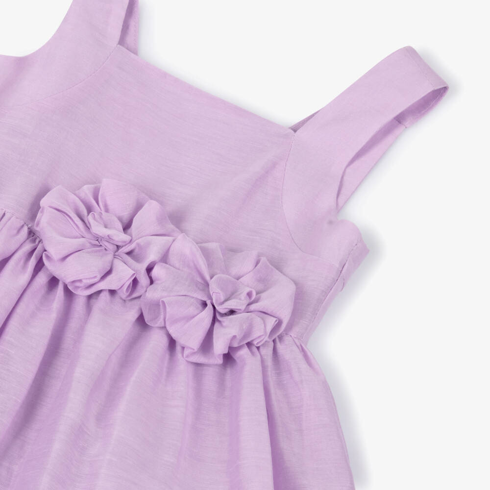 Mayoral-Girls Lilac Sleeveless Dress with Floral Appliqué | Childrensalon