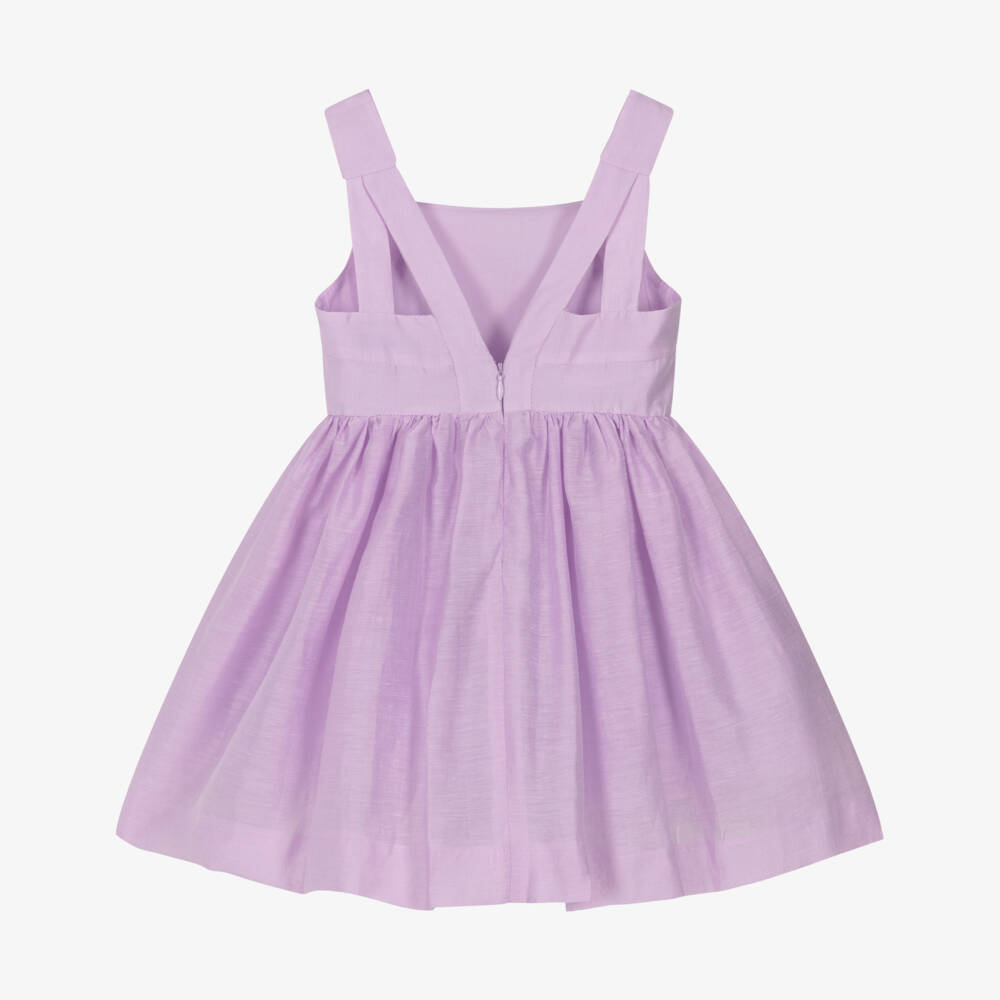 Mayoral-Girls Lilac Sleeveless Dress with Floral Appliqué | Childrensalon