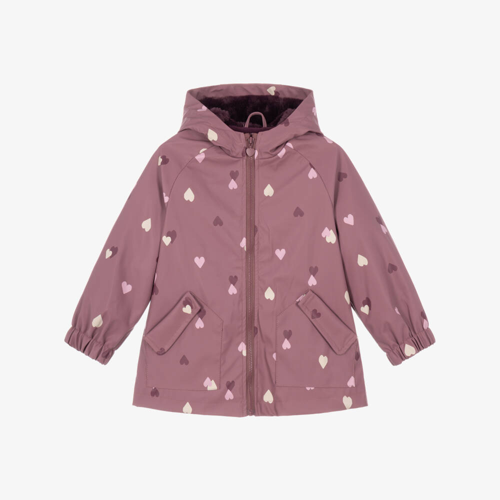 Mayoral-Girls Mauve Purple Heart Print Raincoat | Childrensalon