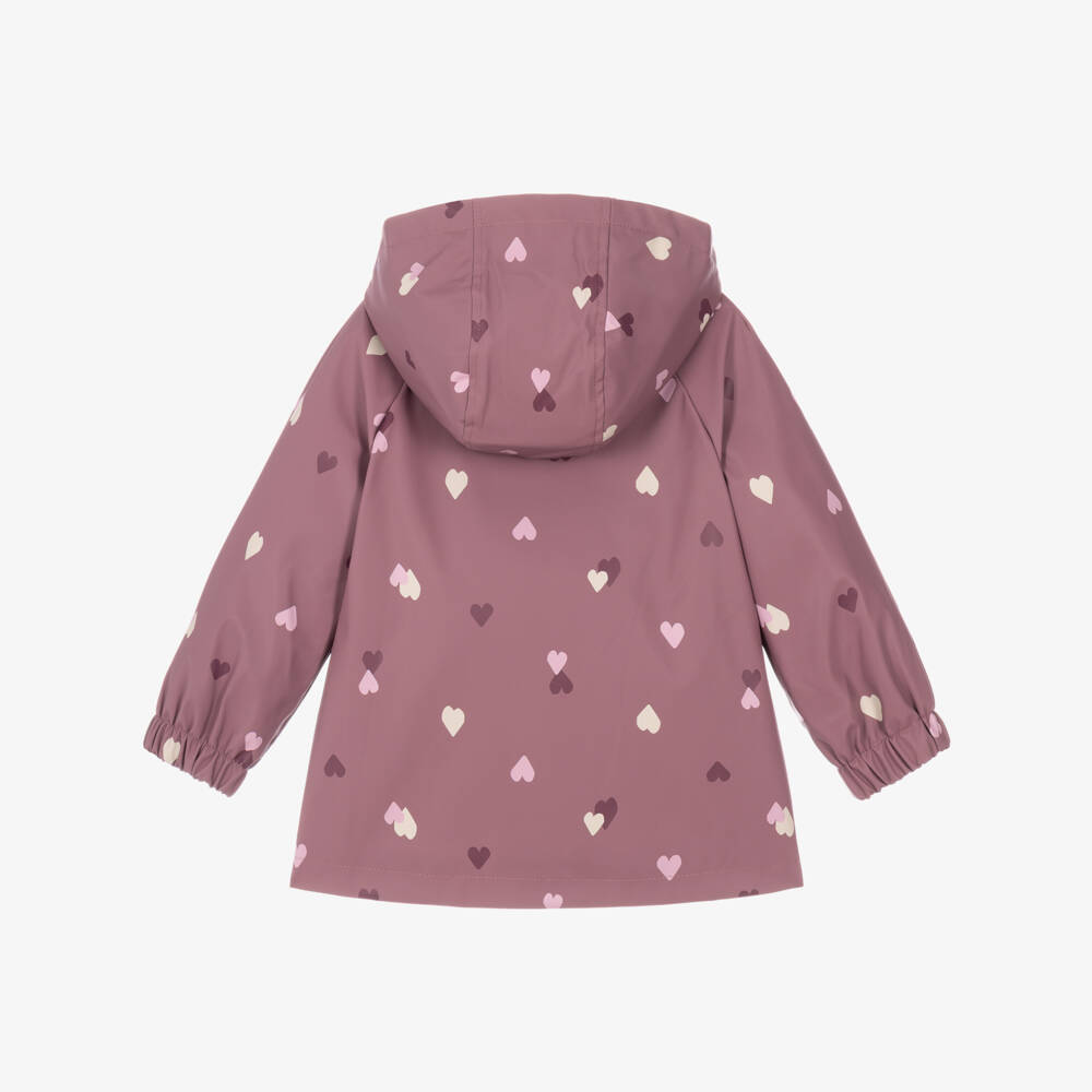 Mayoral-Girls Mauve Purple Heart Print Raincoat | Childrensalon