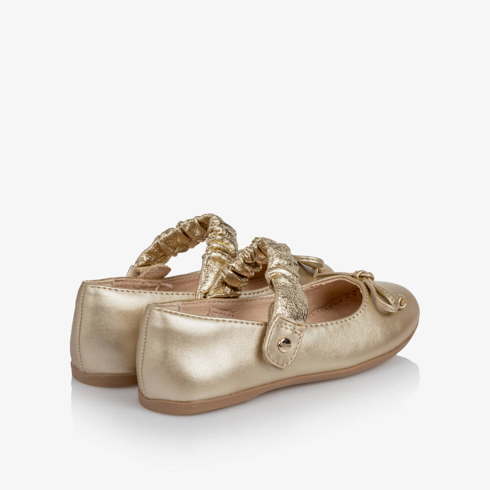 Mayoral-Girls Metallic Gold Faux Leather Shoes | Childrensalon