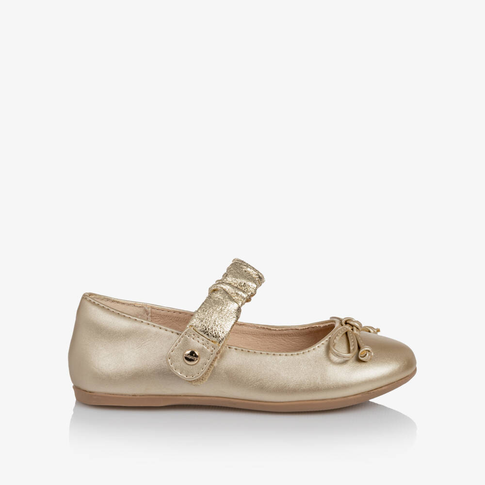 Mayoral-Girls Metallic Gold Faux Leather Shoes | Childrensalon