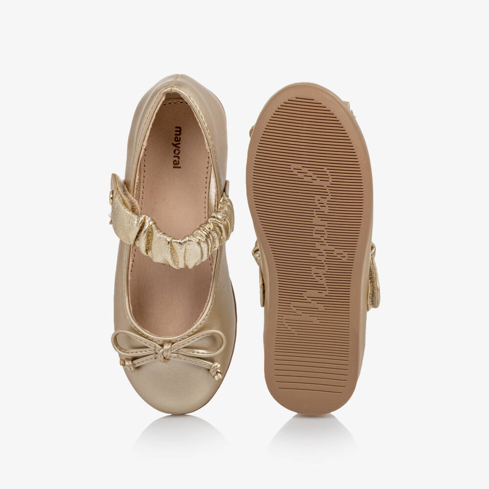Mayoral-Girls Metallic Gold Faux Leather Shoes | Childrensalon