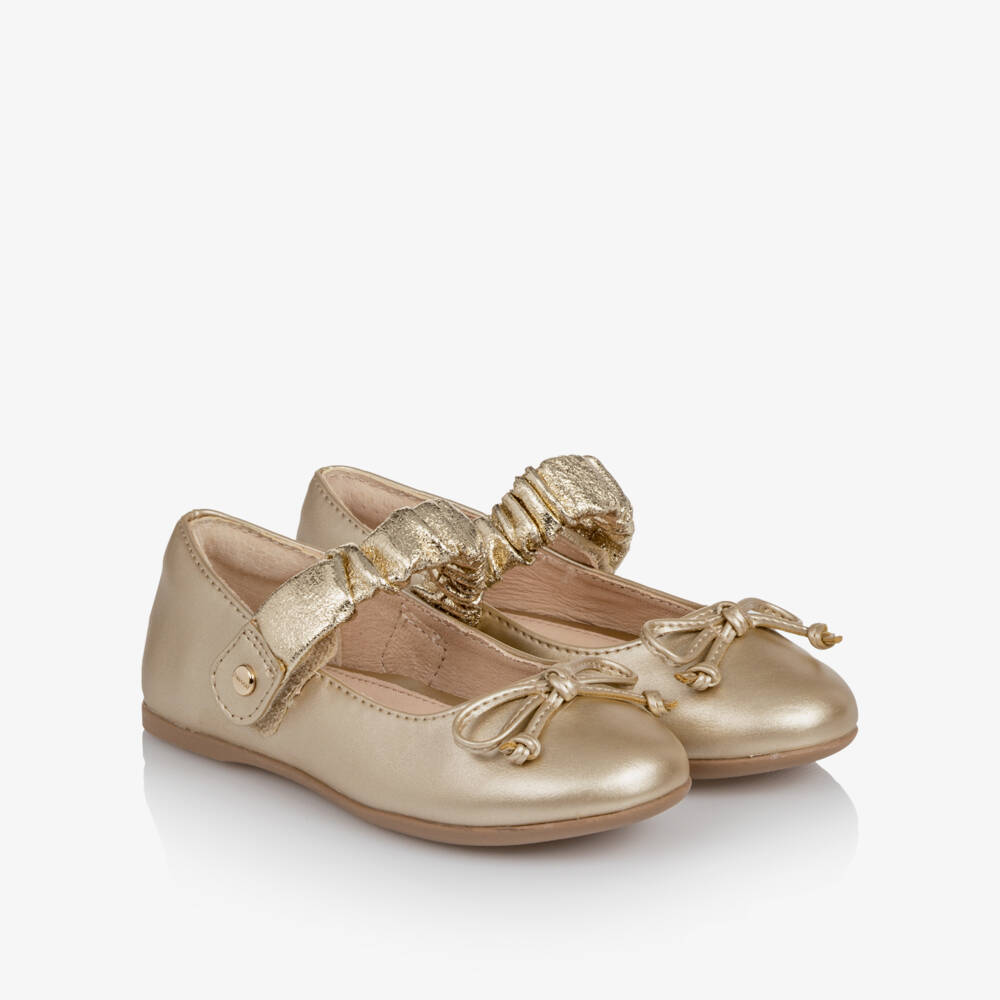 Mayoral-Girls Metallic Gold Faux Leather Shoes | Childrensalon