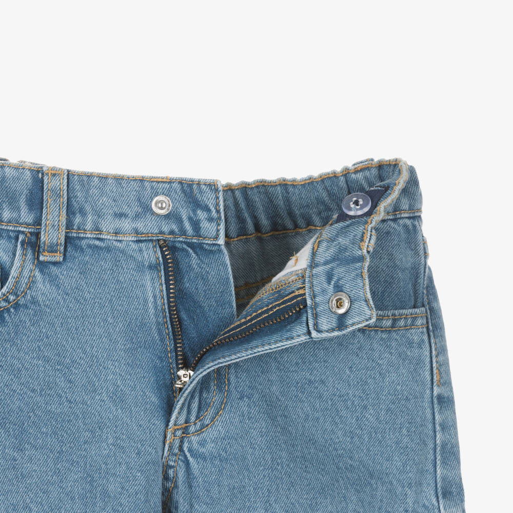Mayoral-Girls Mid Blue Cotton Denim Shorts | Childrensalon
