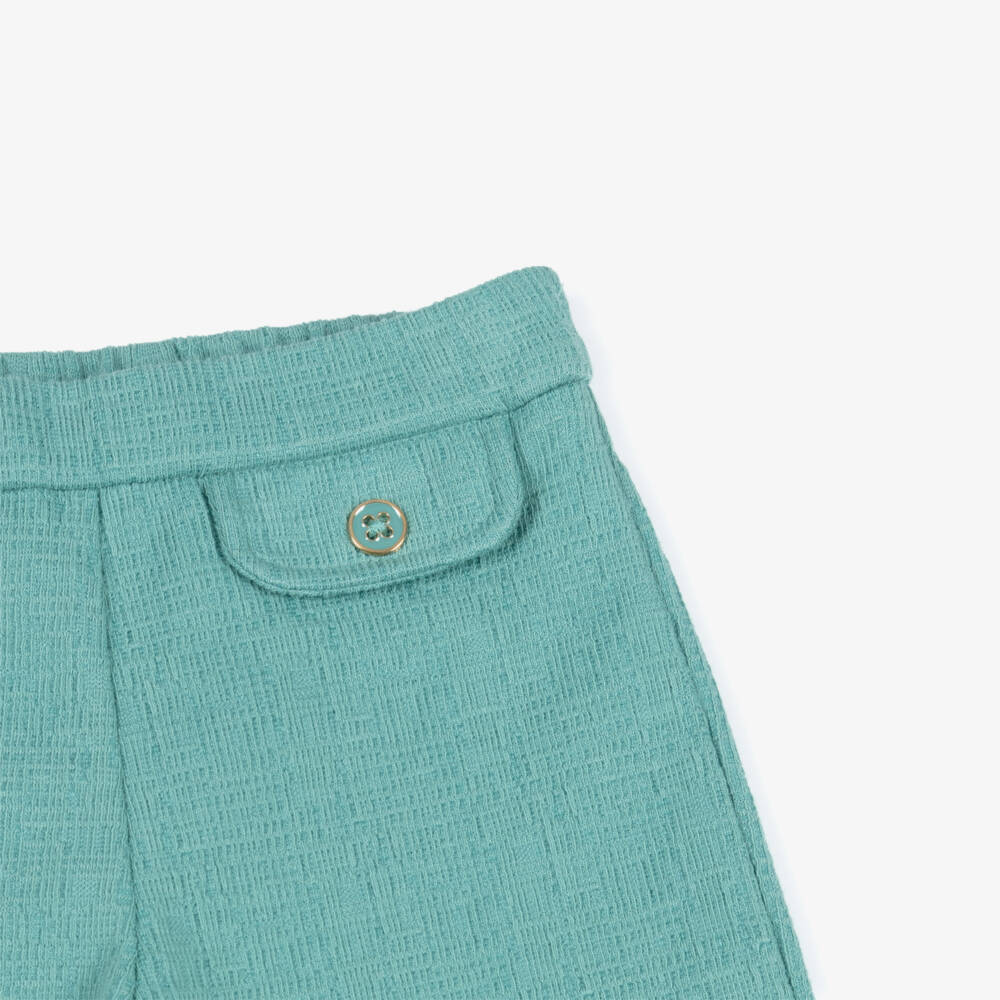 Mayoral-Girls Mint Green Cotton Jersey Wide-Leg Trousers | Childrensalon