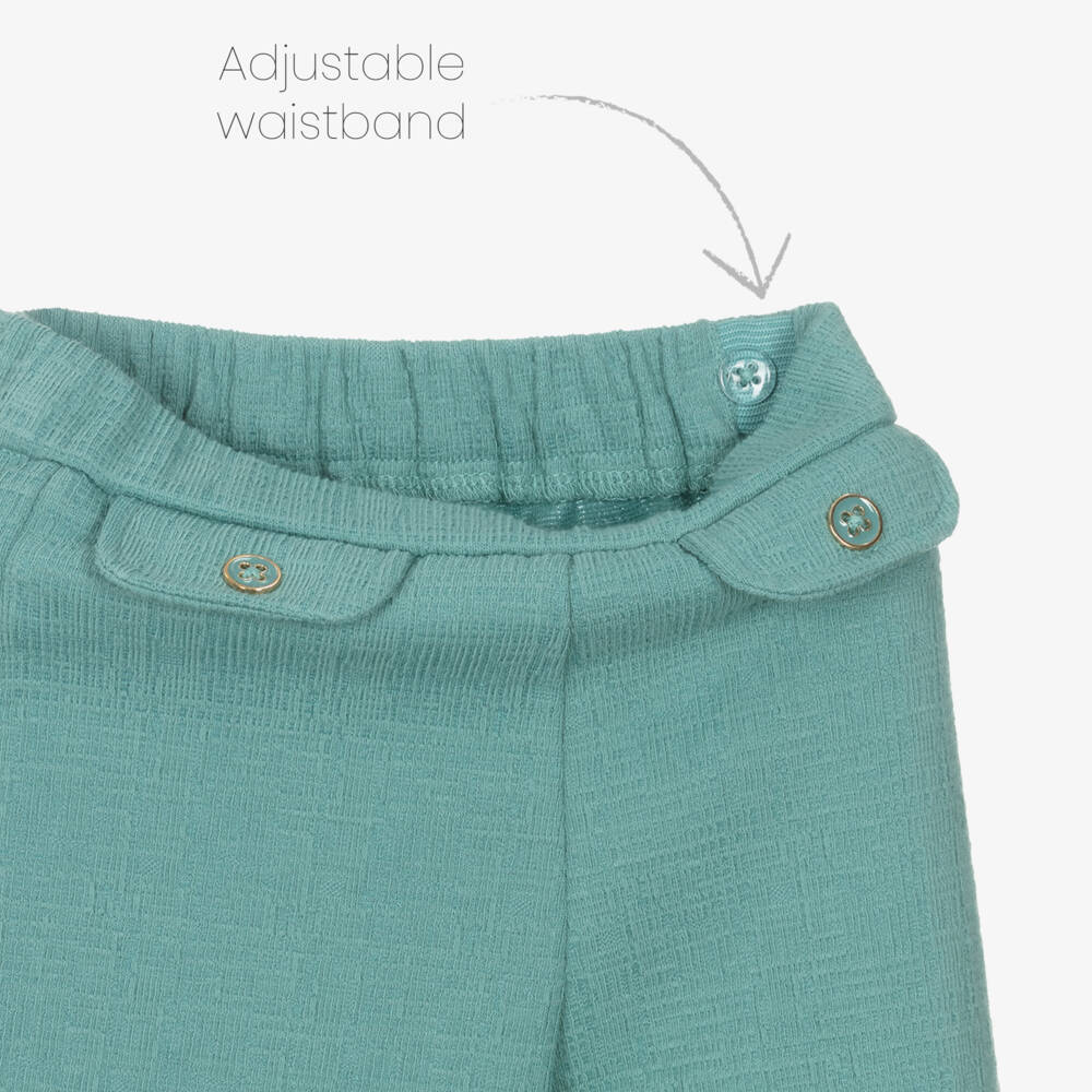 Mayoral-Girls Mint Green Cotton Jersey Wide-Leg Trousers | Childrensalon