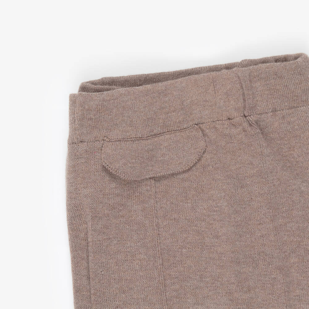 Mayoral-Girls Mocha Brown Knitted Trousers with Wide Legs | Childrensalon