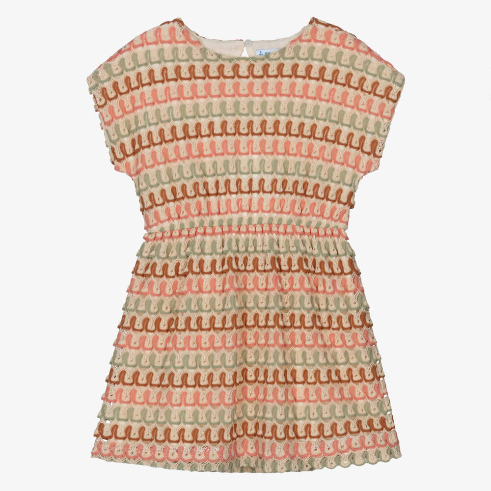 Mayoral-Girls Multicolour Crochet Knit Dress | Childrensalon
