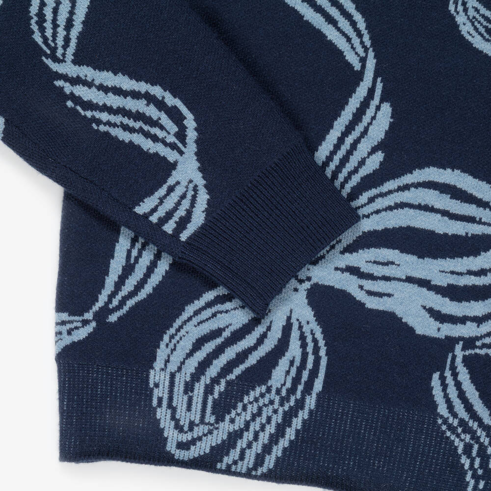Mayoral-Girls Navy Blue Bow Pattern Sweater | Childrensalon