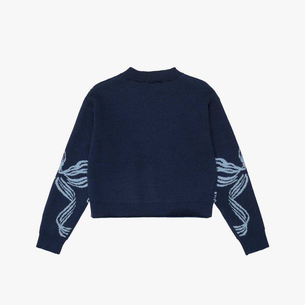 Mayoral-Girls Navy Blue Bow Pattern Sweater | Childrensalon