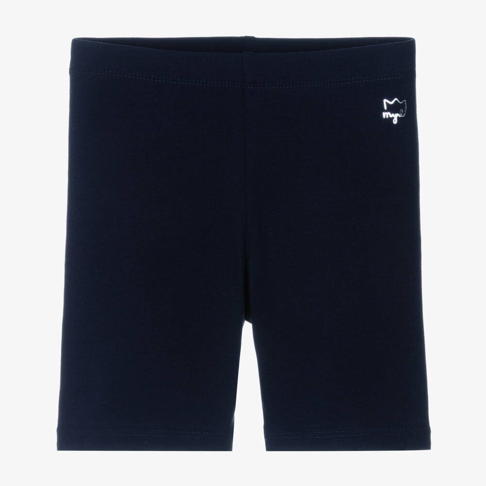 Mayoral-Girls Navy Blue Cotton Jersey Cycle Shorts | Childrensalon
