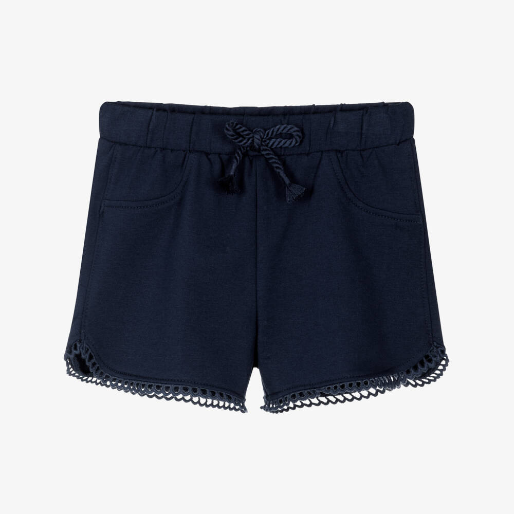 Mayoral-Girls Navy Blue Cotton Jersey Shorts | Childrensalon