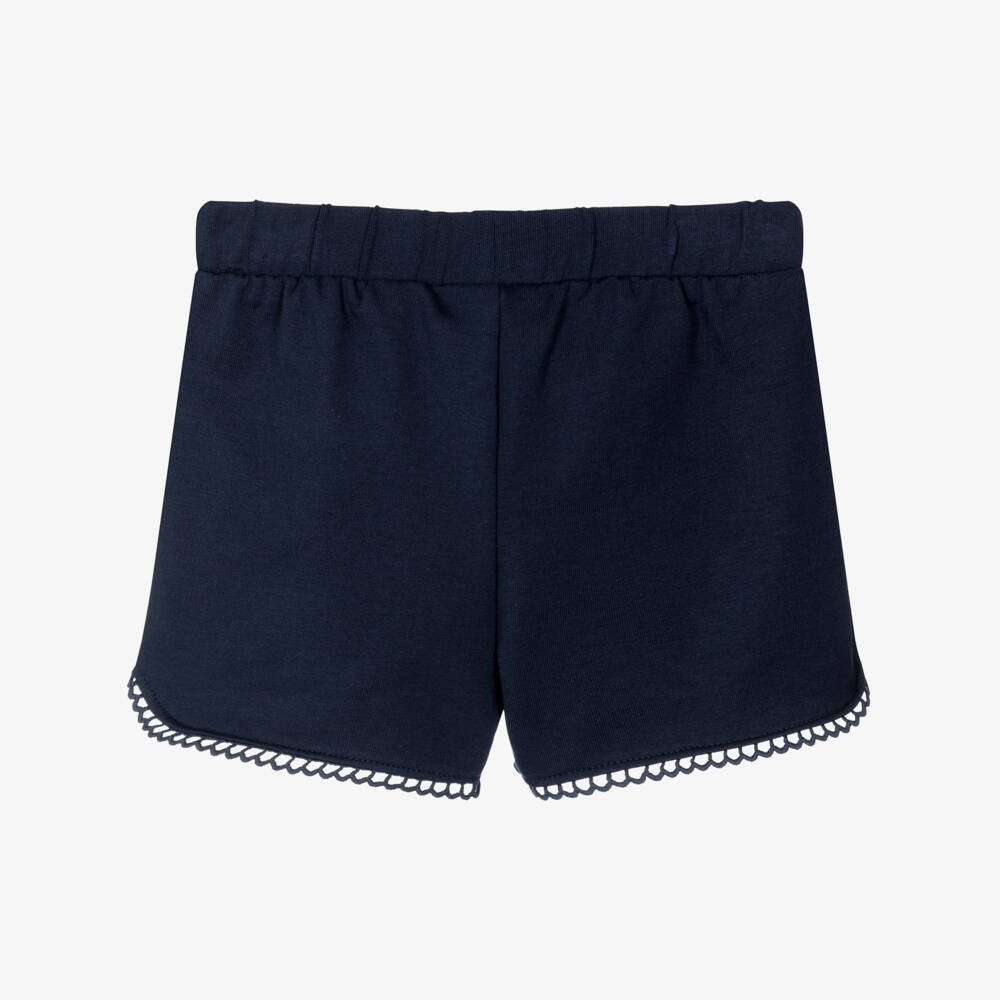 Mayoral-Girls Navy Blue Cotton Jersey Shorts | Childrensalon