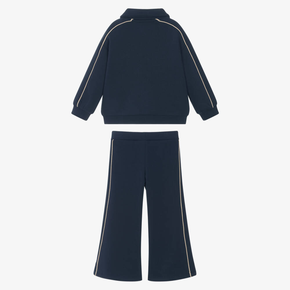 Mayoral-Girls Navy Blue Jersey Tracksuit with Zip-Up Top | Childrensalon