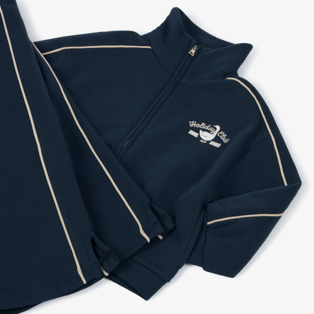 Mayoral-Girls Navy Blue Jersey Tracksuit with Zip-Up Top | Childrensalon