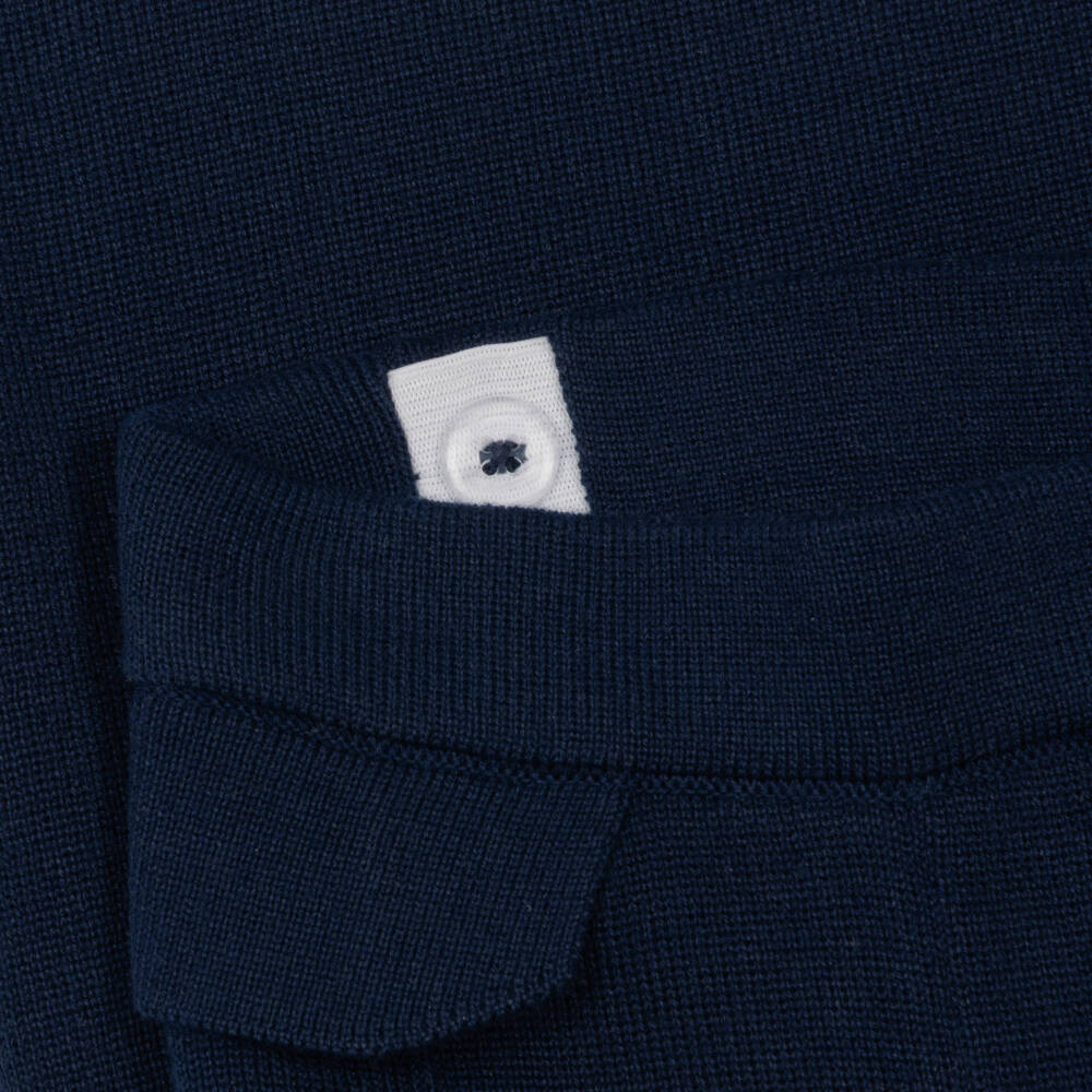 Mayoral-Girls Navy Blue Knitted Trousers with Wide Legs | Childrensalon