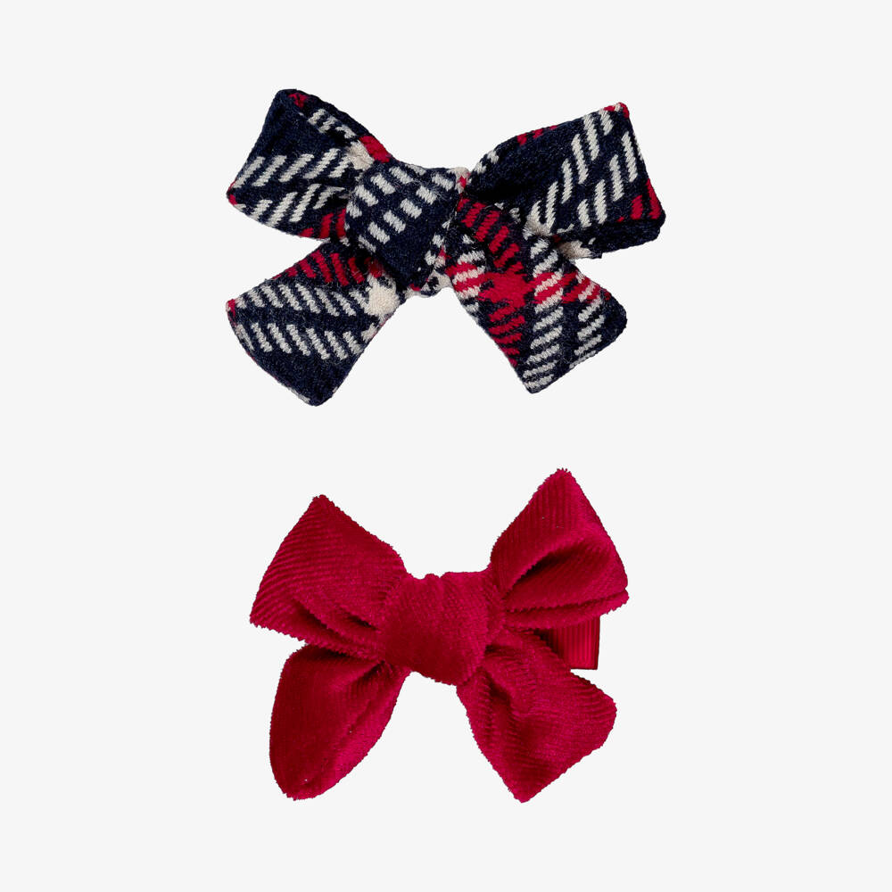 Mayoral-Girls Navy Blue & Red Hair Clips (2 Pack) | Childrensalon