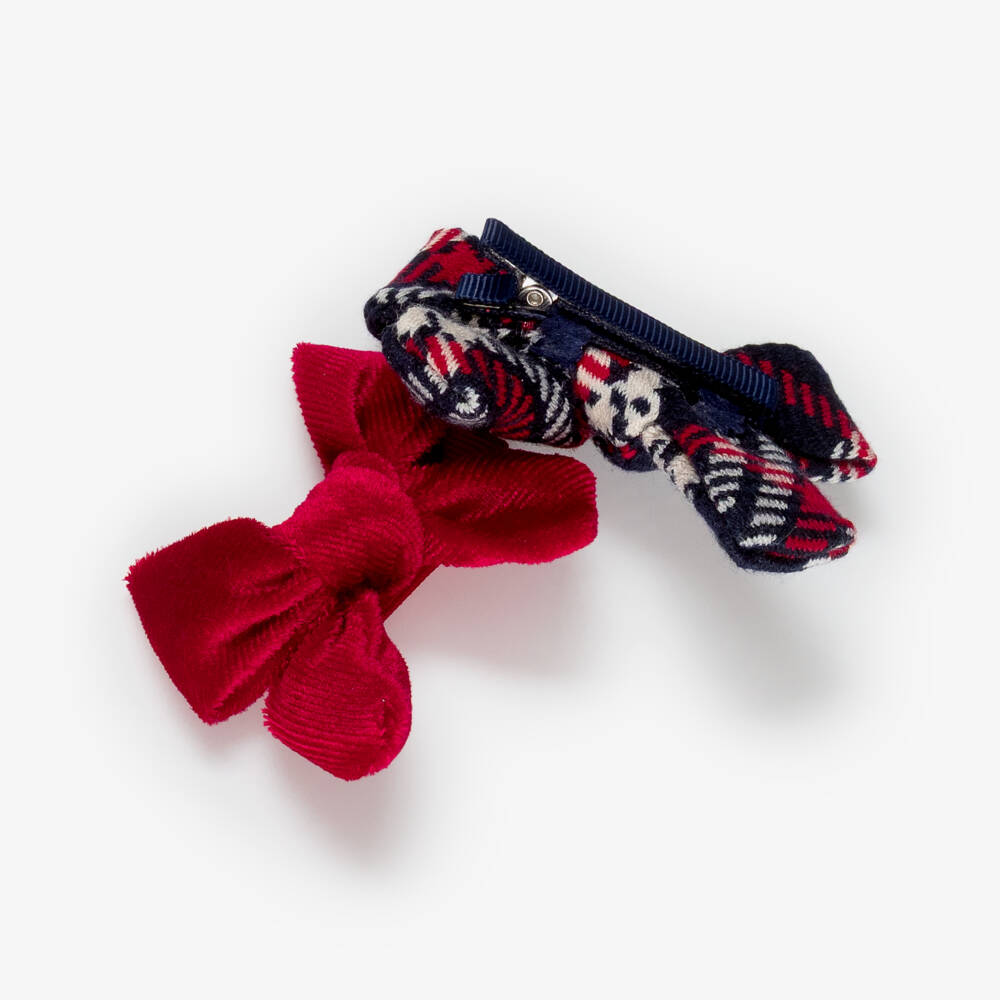 Mayoral-Girls Navy Blue & Red Hair Clips (2 Pack) | Childrensalon