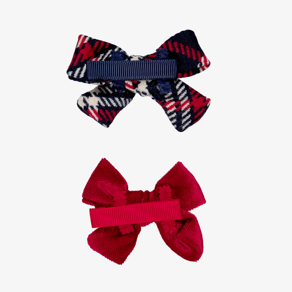 Mayoral-Girls Navy Blue & Red Hair Clips (2 Pack) | Childrensalon