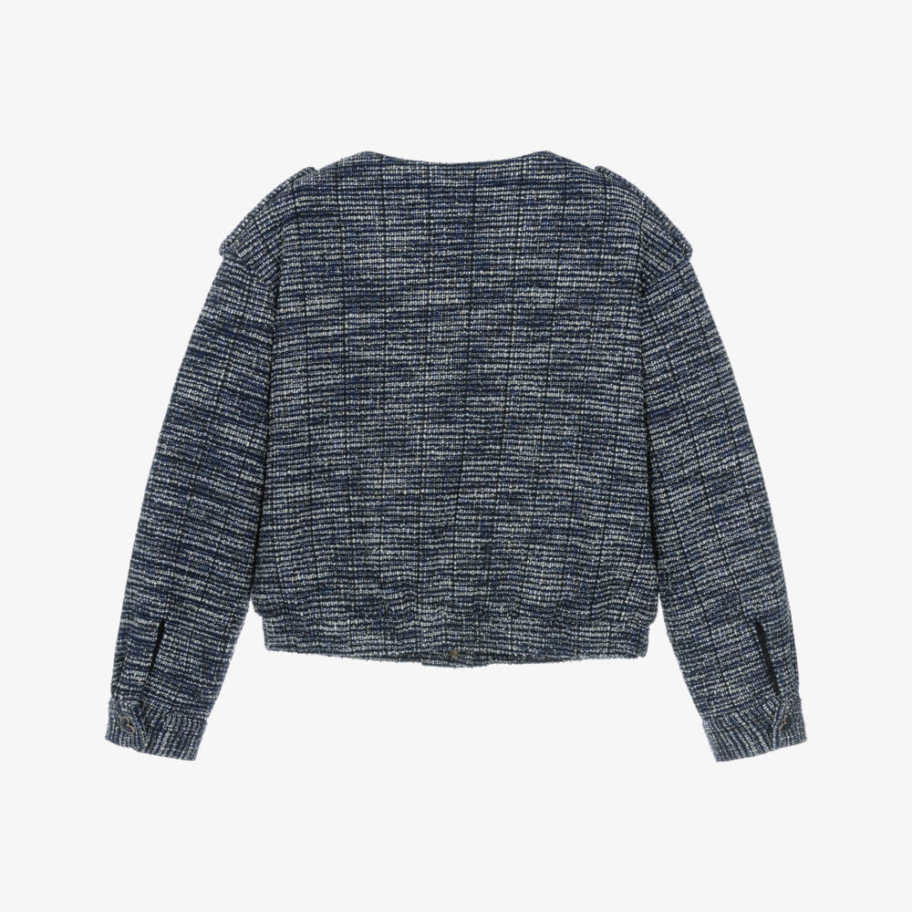 Mayoral-Girls Navy Blue Sparkly Tweed Blouson Jacket | Childrensalon