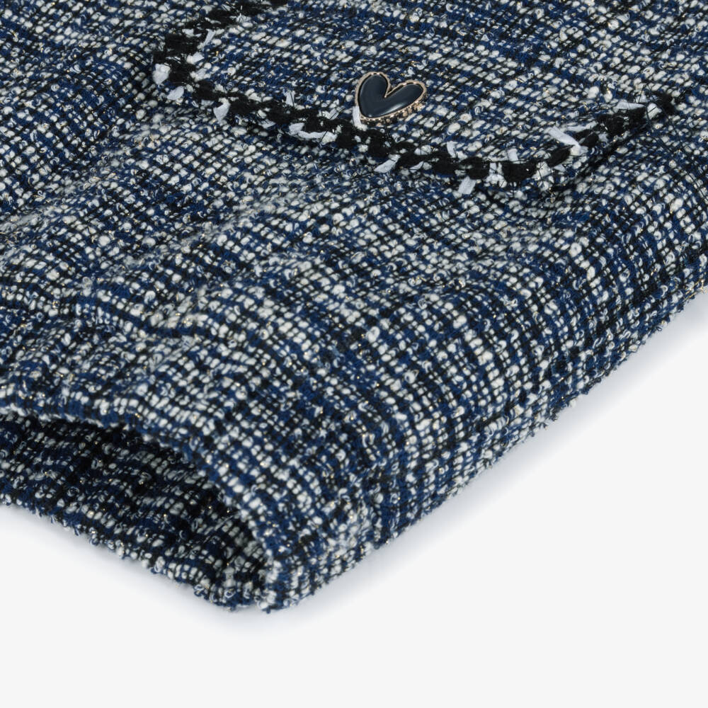 Mayoral-Girls Navy Blue Sparkly Tweed Blouson Jacket | Childrensalon