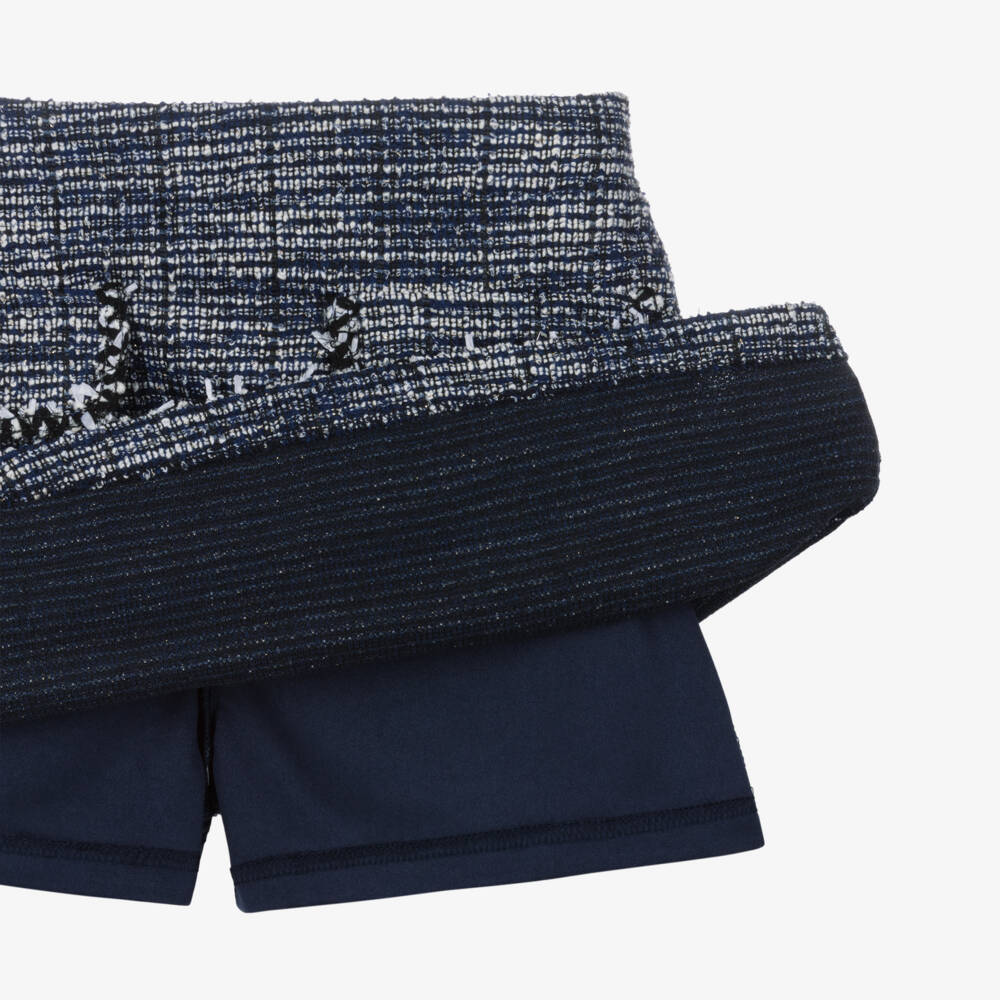 Mayoral-Girls Navy Blue Sparkly Tweed Skort | Childrensalon